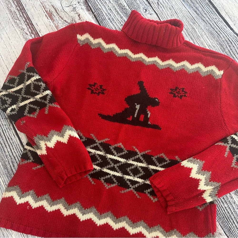 Vintage 2001 Old Navy 100% Wool Snowboarding Turtleneck Knit Sweater | Y2K​​